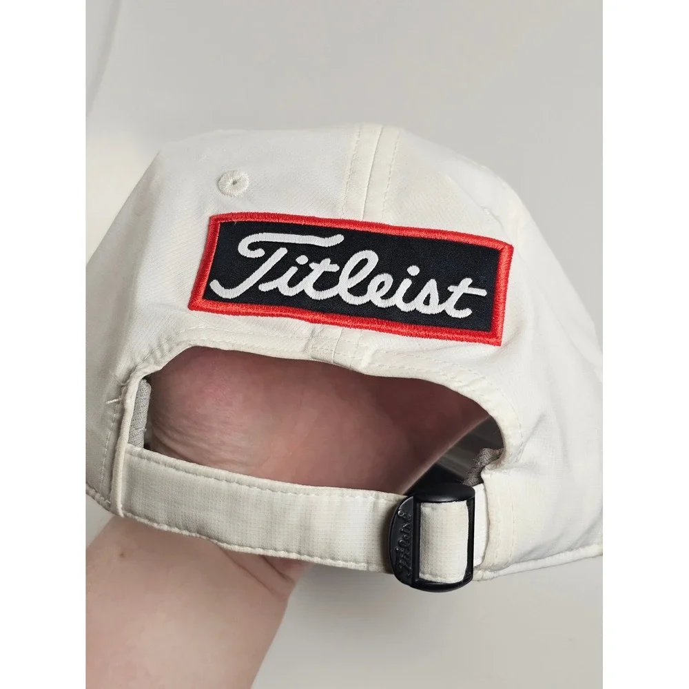 Titleist Hat Strapback White Green Pro V1 FJ FootJoy Golf Performance Casual Men
